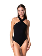 Crossover Halter Shapewear Bodysuit - HeyShape